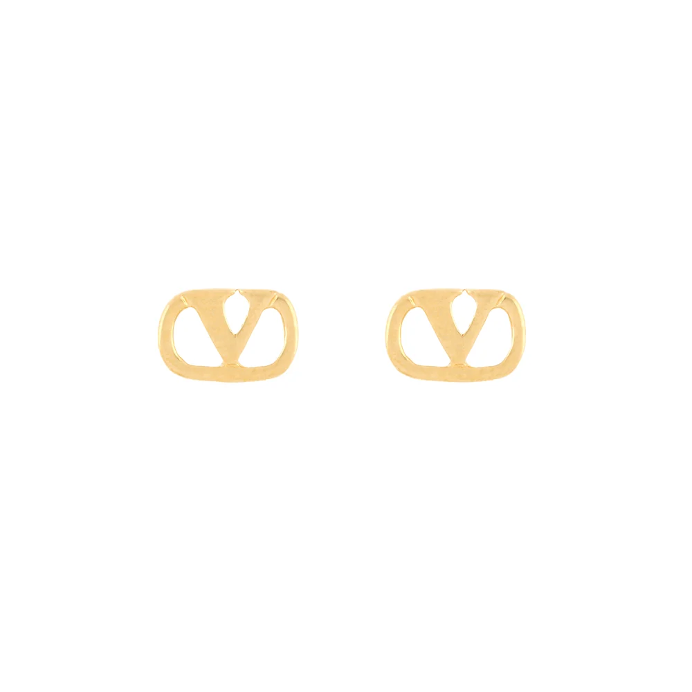 Small gold-plated Valentino V logo clip-on earrings